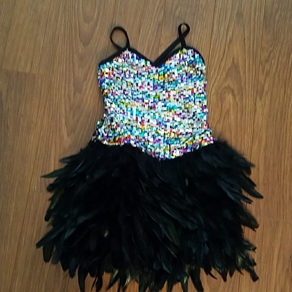 Curtain Call Multi colored feathered costume